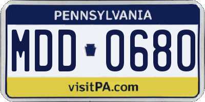 PA license plate MDD0680