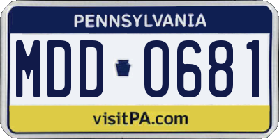 PA license plate MDD0681