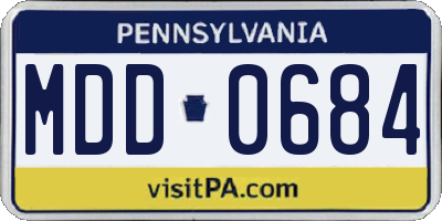 PA license plate MDD0684