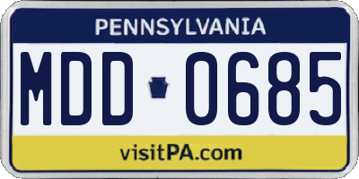 PA license plate MDD0685