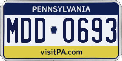 PA license plate MDD0693