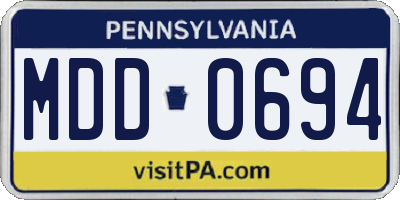 PA license plate MDD0694