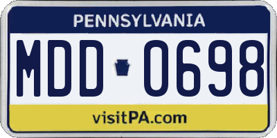 PA license plate MDD0698