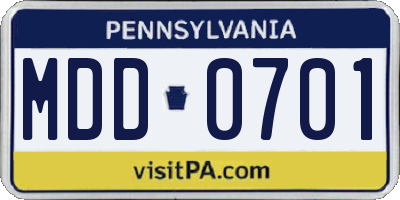 PA license plate MDD0701