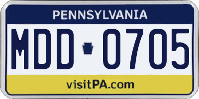 PA license plate MDD0705