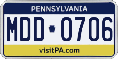PA license plate MDD0706