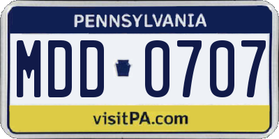 PA license plate MDD0707
