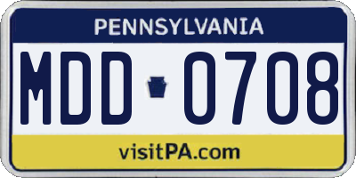 PA license plate MDD0708