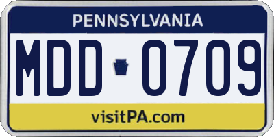 PA license plate MDD0709