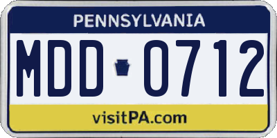 PA license plate MDD0712