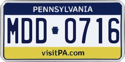 PA license plate MDD0716