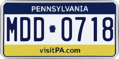 PA license plate MDD0718