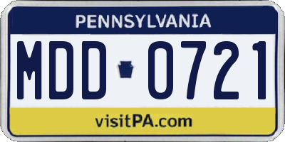 PA license plate MDD0721