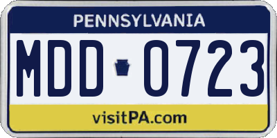 PA license plate MDD0723