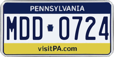 PA license plate MDD0724