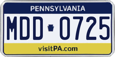 PA license plate MDD0725