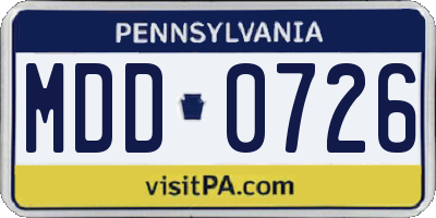 PA license plate MDD0726