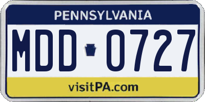 PA license plate MDD0727