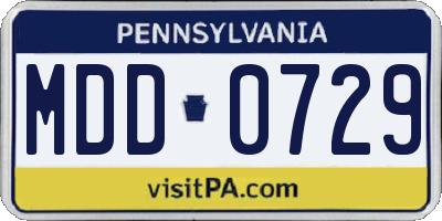 PA license plate MDD0729