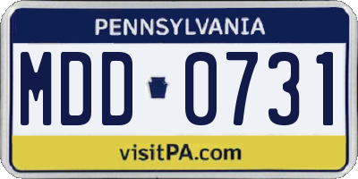 PA license plate MDD0731