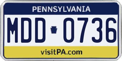 PA license plate MDD0736
