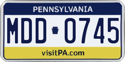 PA license plate MDD0745