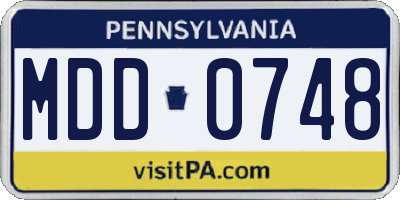 PA license plate MDD0748