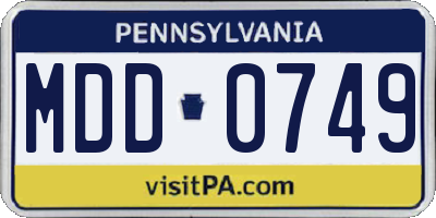 PA license plate MDD0749