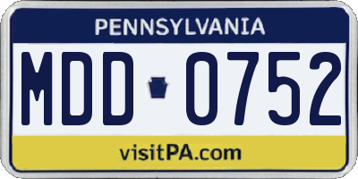 PA license plate MDD0752