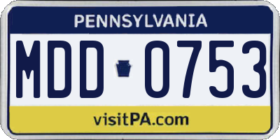 PA license plate MDD0753