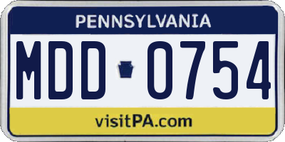 PA license plate MDD0754