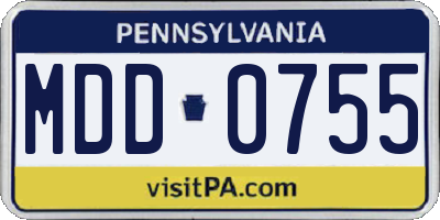 PA license plate MDD0755