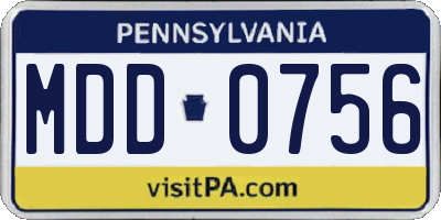 PA license plate MDD0756