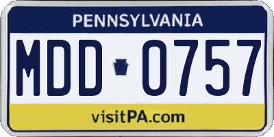 PA license plate MDD0757