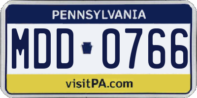 PA license plate MDD0766