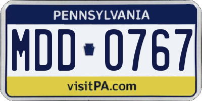 PA license plate MDD0767