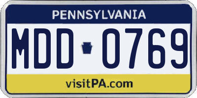 PA license plate MDD0769