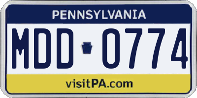 PA license plate MDD0774