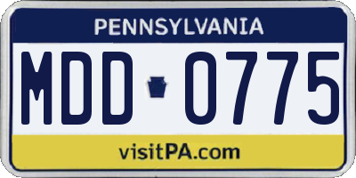 PA license plate MDD0775