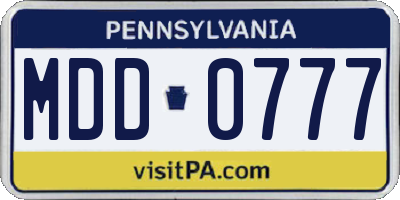 PA license plate MDD0777