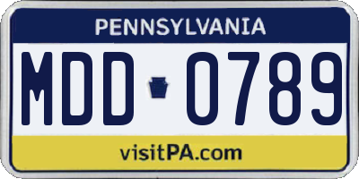 PA license plate MDD0789