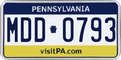 PA license plate MDD0793