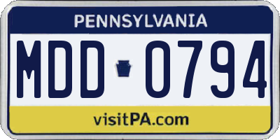 PA license plate MDD0794