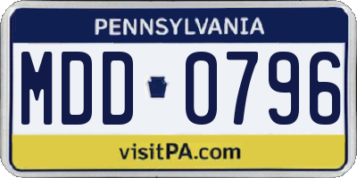 PA license plate MDD0796