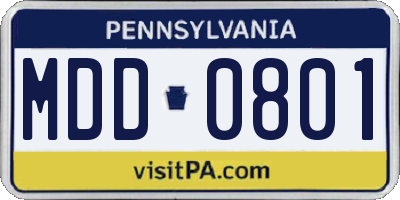 PA license plate MDD0801