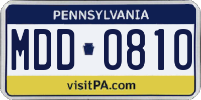 PA license plate MDD0810
