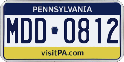 PA license plate MDD0812