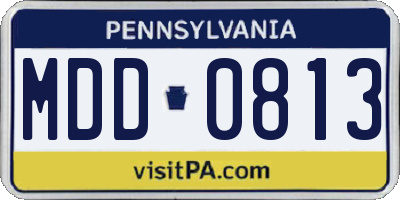 PA license plate MDD0813