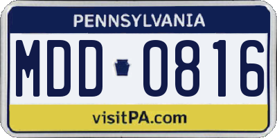PA license plate MDD0816