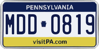 PA license plate MDD0819